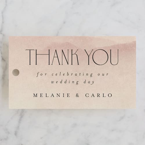 This is a sand wedding favor tags with standard by Maja Cunningham called desert dream printing on signature in tag