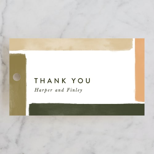 This is a moss wedding favor tags with standard by Robert and Stella called concord printing on signature in tag