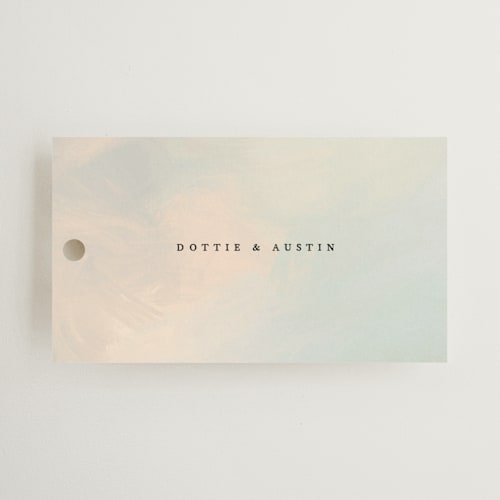 This is a dove wedding favor tags with standard by Olivia Kanaley Inman called daybreak printing on signature in tag