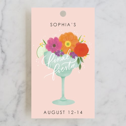 This is a azalea wedding favor tags with standard by Itsy Belle Studio called final fiesta printing on signature in tag
