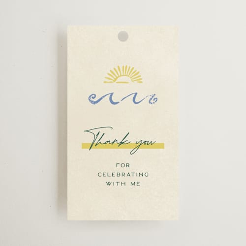 This is a island citrus wedding favor tags with standard by Pixel and Hank called coastal drift printing on signature in tag