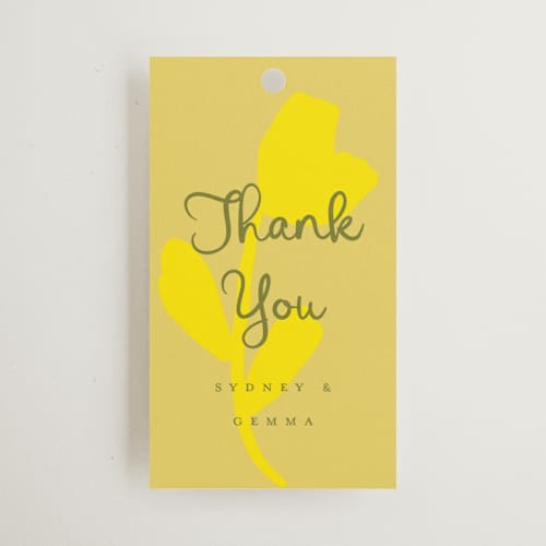 This is a island citrus wedding favor tags with standard by Morgan Kendall called bloom printing on signature in tag