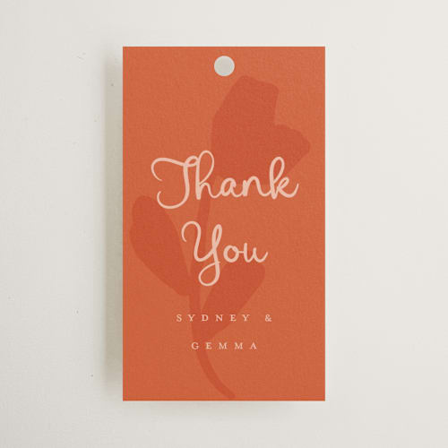 This is a poppy wedding favor tags with standard by Morgan Kendall called bloom printing on signature in tag