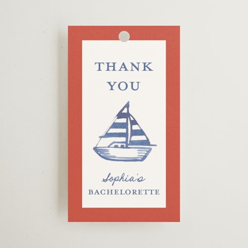 This is a navy wedding favor tags with standard by Teju Reval called nautical fun printing on signature in tag