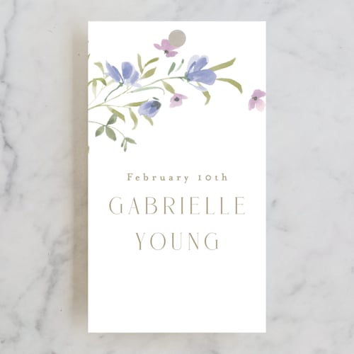 This is a wisteria gift tags with standard by Everett Paper Goods called sweeping meadow printing on signature in tag