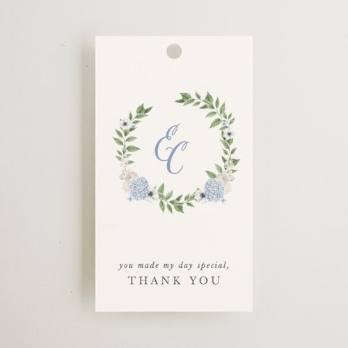 This is a periwinkle gift tags with standard by Design Lotus called sweethearts printing on signature in tag