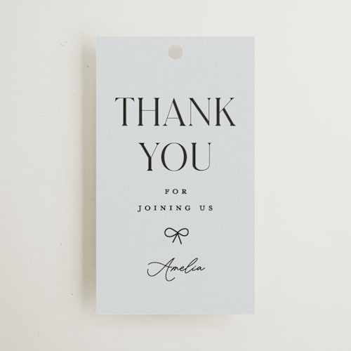 This is a delphinium gift tags with standard by Pixel and Hank called palmer printing on signature in tag