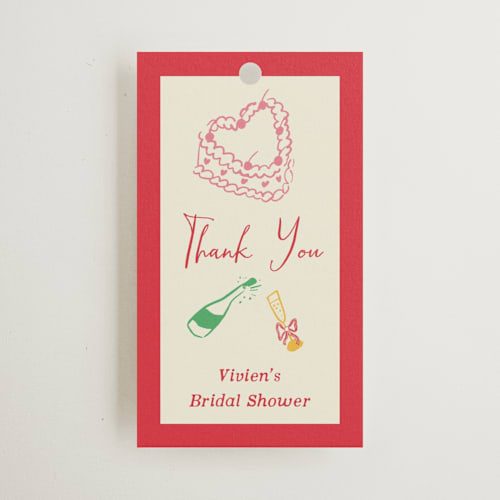 This is a fruitcake gift tags with standard by Sarah Rosenthal called heights of love printing on signature in tag