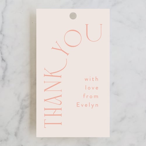 This is a blush gift tags with standard by Angela Thompson called brunch & bubbles printing on signature in tag