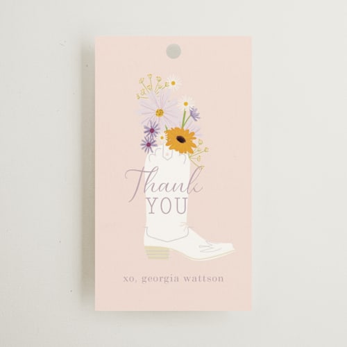 This is a peony gift tags with standard by Baumbirdy called bridal boots printing on signature in tag