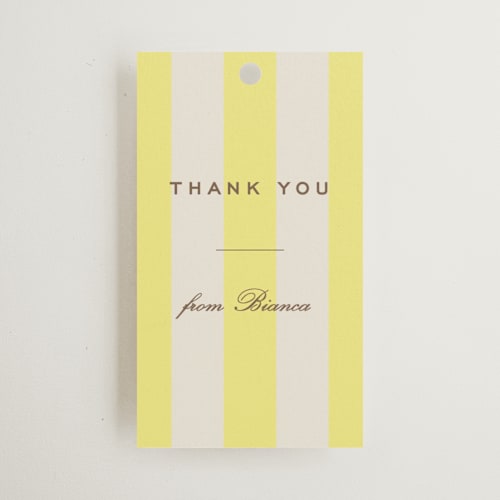 This is a limone gift tags with standard by Megan Davis called campania printing on signature in tag