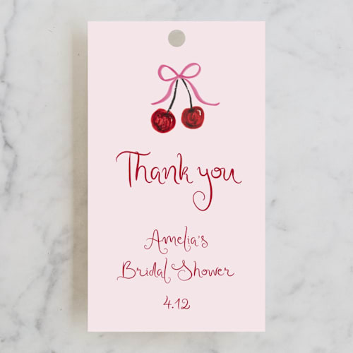 This is a blush gift tags with standard by Cass Loh called vintage wedding cake printing on signature in tag