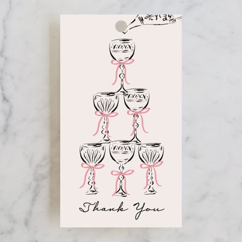 This is a petal gift tags with standard by Jackie Crawford called sparkling champagne tower printing on signature in tag