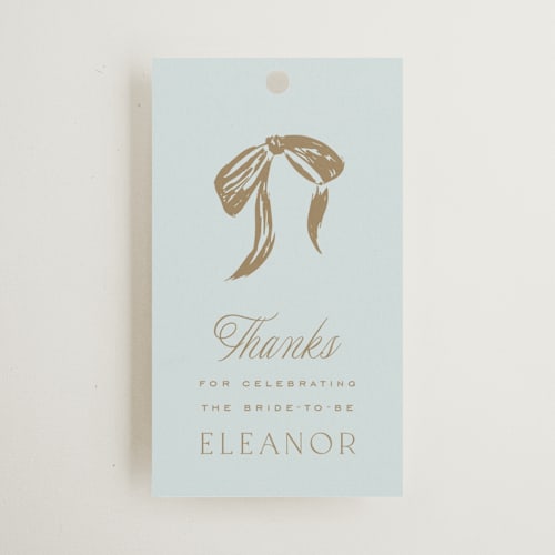 This is a bluebell gift tags with standard by Leah Bisch called ribbon wreath printing on signature in tag