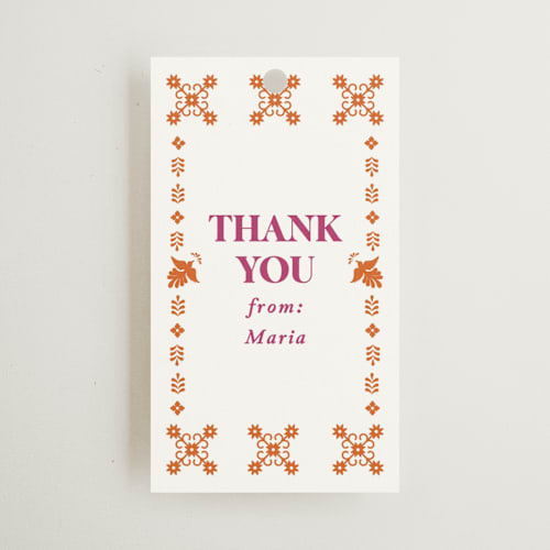 This is a gumdrop gift tags with standard by Eva Tadros called let's fiesta printing on signature in tag