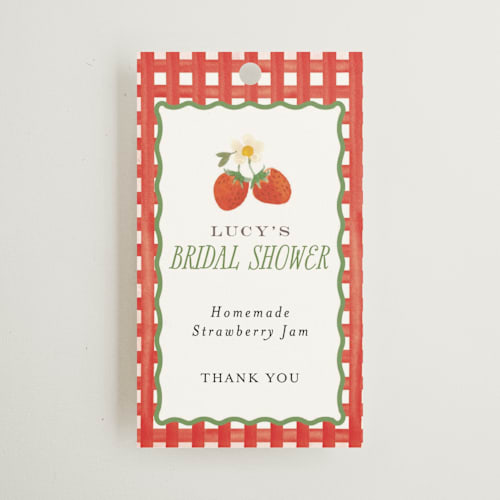 This is a strawberry gift tags with standard by Itsy Belle Studio called so berry sweet printing on signature in tag