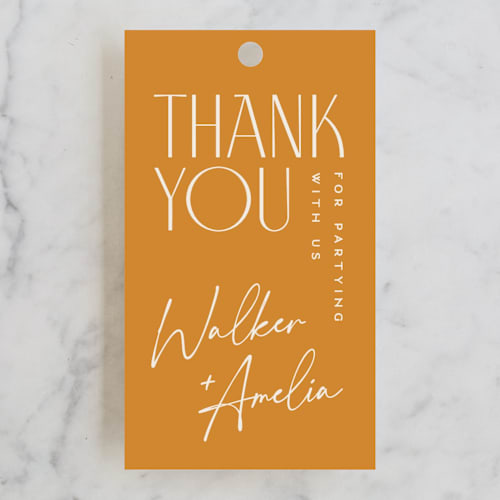 This is a desert wedding favor tags with standard by Owl and Toad called north printing on signature in tag