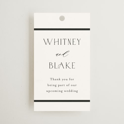 This is a cotton wedding favor tags with standard by Stacey Meacham called luster printing on signature in tag