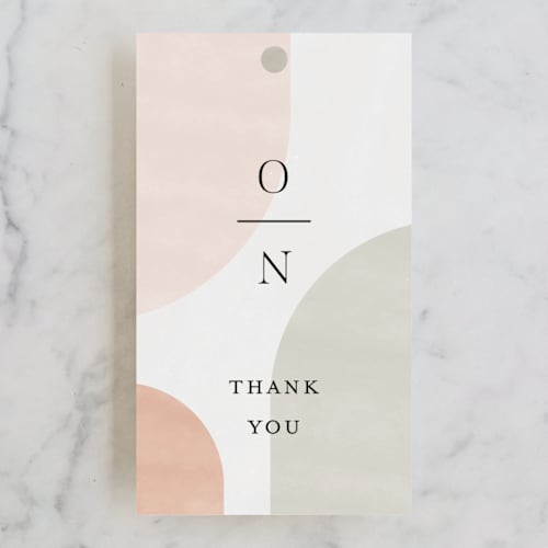 This is a cafe wedding favor tags with standard by Pixel and Hank called curves printing on signature in tag