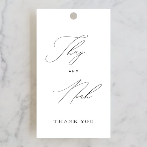 This is a ink wedding favor tags with standard by Design Lotus called la noce printing on signature in tag