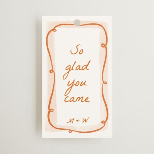This is a flame wedding favor tags with standard by Pati Cascino called giardino printing on signature in tag