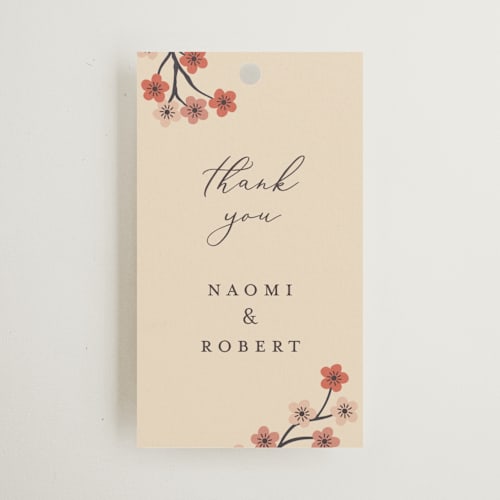 This is a rose wedding favor tags with standard by Jennifer Holbrook called japanese textile printing on signature in tag