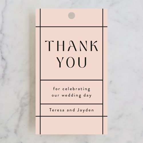 This is a rosebud wedding favor tags with standard by Mansi Verma called the grid printing on signature in tag