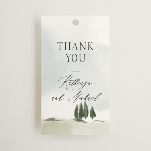 This is a sky wedding favor tags with standard by Rebecca Durflinger called estate printing on signature in tag