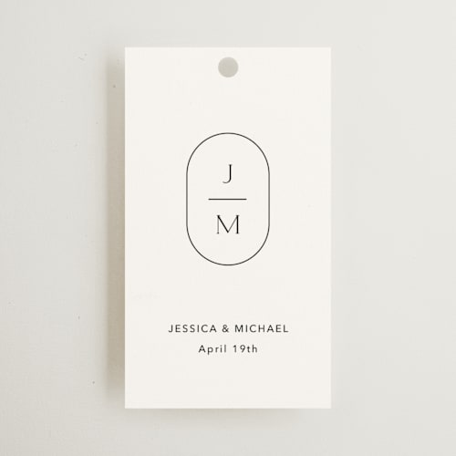 This is a opal wedding favor tags with standard by Jennifer Postorino called picture perfect printing on signature in tag