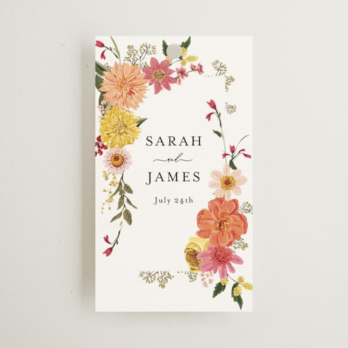 This is a burgundy wedding favor tags with standard by Susan Moyal called enchanting printing on signature in tag