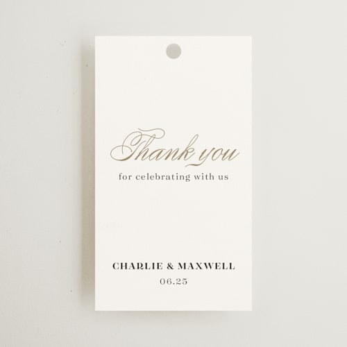 This is a cloud wedding favor tags with standard by Shannon Chen of Four Wet Feet Studio called love printing on signature in tag