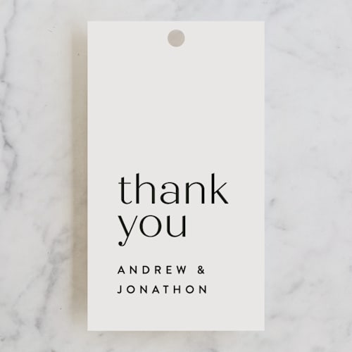 This is a linen wedding favor tags with standard by JoAnn Jinks called align printing on signature in tag