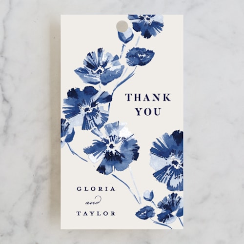 This is a klein wedding favor tags with standard by Pati Cascino called poppies printing on signature in tag