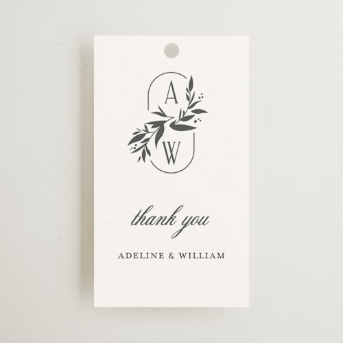 This is a chantilly wedding favor tags with standard by Jessica Williams called vining printing on signature in tag