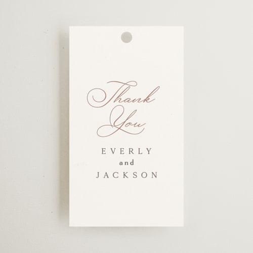 This is a snow wedding favor tags with standard by Kaydi Bishop called eternal printing on signature in tag