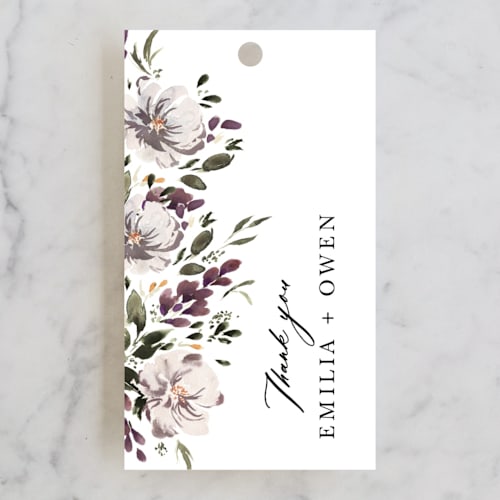 This is a bordeaux wedding favor tags with standard by Itsy Belle Studio called iliya printing on signature in tag