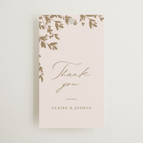 This is a spun sugar wedding favor tags with standard by Jessica Williams called classique printing on signature in tag