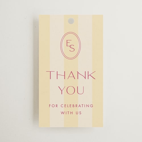 This is a lemon wedding favor tags with standard by Ellen Schlegelmilch called palmetto printing on signature in tag