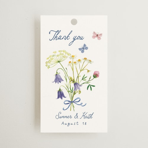 This is a ivory wedding favor tags with standard by frau brandt called wildflower romance printing on signature in tag