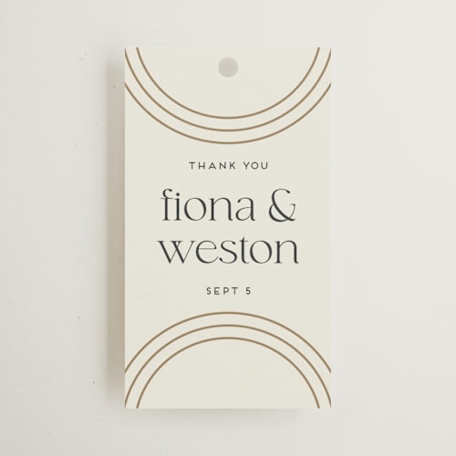 This is a chiffon wedding favor tags with standard by Amy Payne called curves printing on signature in tag