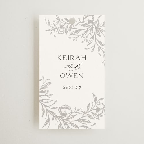 This is a pearl wedding favor tags with standard by Melanie Kosuge called keirah printing on signature in tag