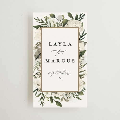 This is a vanilla wedding favor tags with standard by Susan Moyal called classic love printing on signature in tag
