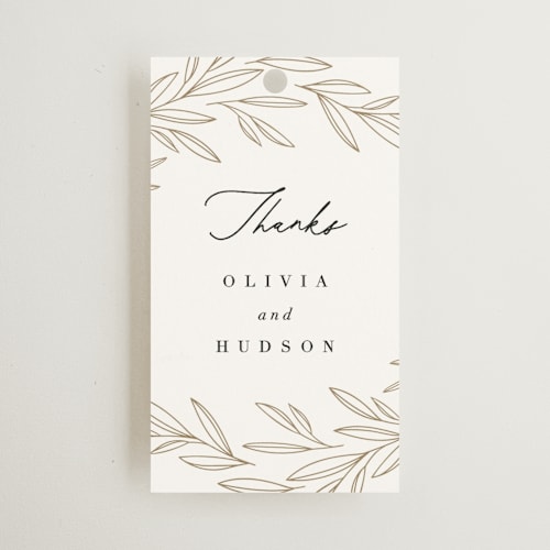 This is a ink wedding favor tags with standard by Kristie Kern called bianca printing on signature in tag