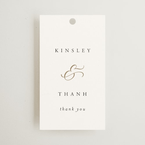 This is a classique wedding favor tags with standard by Design Lotus called you & me printing on signature in tag