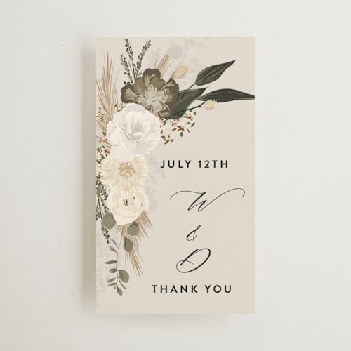 This is a latte wedding favor tags with standard by Susan Moyal called botanical edge printing on signature in tag