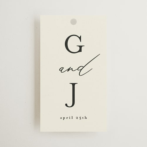 This is a vanilla wedding favor tags with standard by Louise Kay called love and faith printing on signature in tag