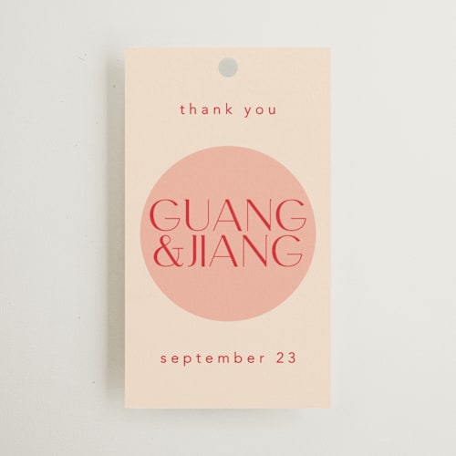 This is a blossom wedding favor tags with standard by Hudson meet Rose called unity printing on signature in tag