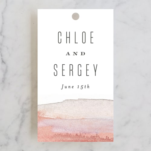 This is a sandstone wedding favor tags with standard by Hooray Creative called painted desert printing on signature in tag