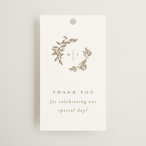 This is a porcelain wedding favor tags with standard by Leah Bisch called reflection printing on signature in tag