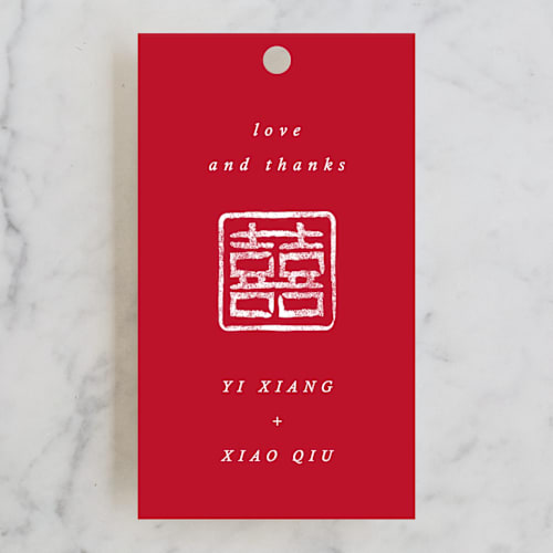 This is a cherry wedding favor tags with standard by fatfatin called double xi printing on signature in tag